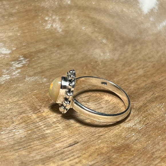 Natural Ethiopian Opal Flower 925 Sterling Silver Ring - Picture 7 of 16